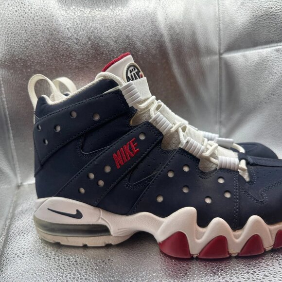 Sz 10 Nike Air Max 2 Mens Blue White High Top Lace Up Basketball Sneakers - Picture 2 of 10